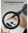 Lampe loupe LED avec col de cygne 6W - Noir, lampe de bureau, pince