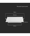 3W 9x9cm LED indbygningspanel - Hul: 8cm x 8cm, Mål: 9cm x 9cm
