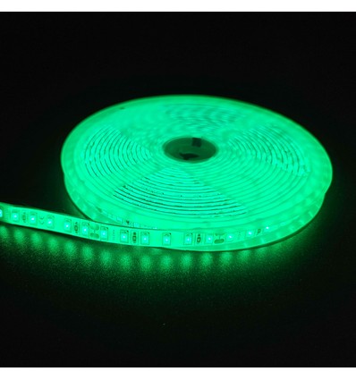 5m 10W/m Grøn LED strip - 24V DC, IP65, 120 LED pr. meter