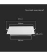 LED indbygningspanel, 24W - Hul: 28cm x28cm, mål: 29,5cm x 29,5cm