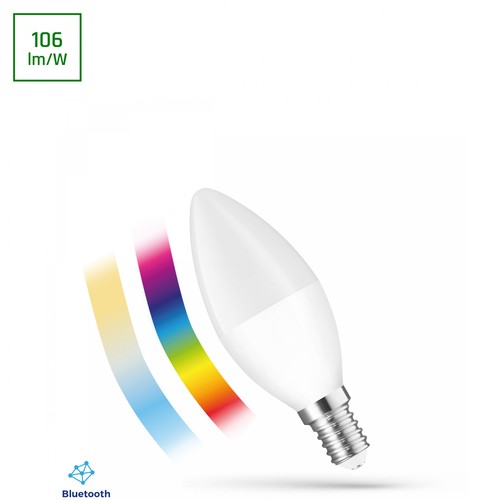 Ampoule LED Smart E14 4,9W flamme - RGBW+CCT, Bluetooth