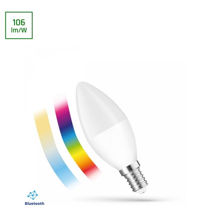 Ampoule LED Smart E14 4,9W flamme - RGBW+CCT, Bluetooth