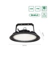 200W LED high bay, 180lm/W - DALI dimbar, 90 grader, IP65, IK08, svart hölje