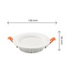Dalle LED encastrable 12W Ø14cm - IP44, trou: Ø11cm, blanc, 5 ans de garantie