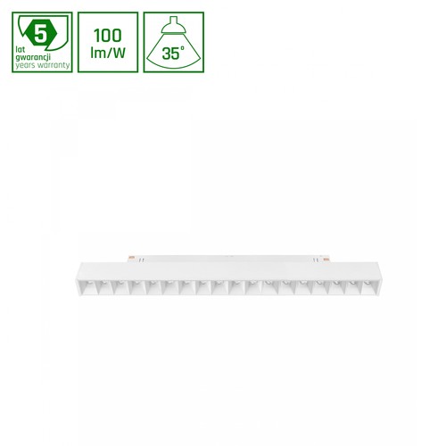 Projecteur sur rail 17W DALI SHIFT Grid M - 35°, Blanc, 30.3x2.3x4.2cm