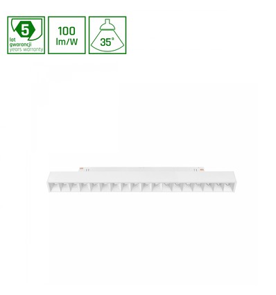 Projecteur sur rail 17W DALI SHIFT Grid M - 35°, Blanc, 30.3x2.3x4.2cm