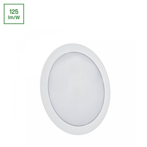 12W Ø17cm 2-i-1 infällt panel / utanpåliggande panel - 125lm/W, 3000K, rund, vit kant