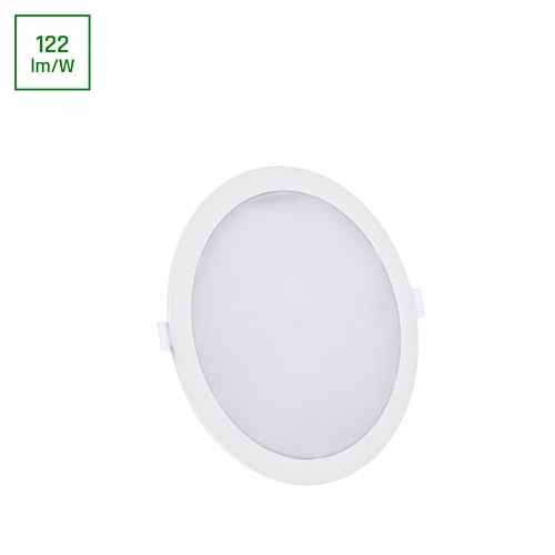 Panneau 18W Ø22cm Algine 2-en-1 - 122lm/W, 4000K, bord blanc, rond, encastrable ou saillie