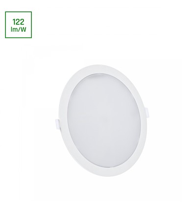 Panneau 18W Ø22cm Algine 2-en-1 - 122lm/W, 4000K, bord blanc, rond, encastrable ou saillie