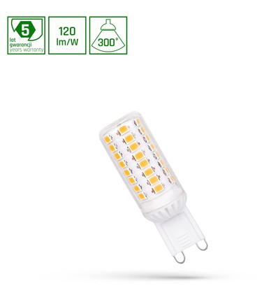 G9 4,5W LED pære - 540lm, 120lm/W, 3000K, varm hvit