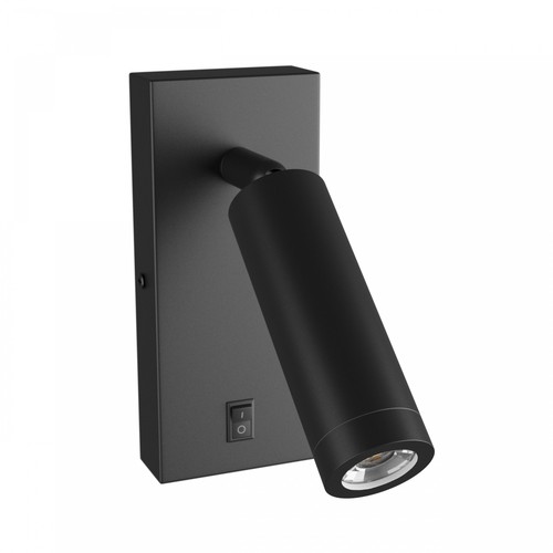 Applique murale Mini GU10 slim - Avec interrupteur, Ø3,8x9,5 cm, noir, rond, sans source lumineuse