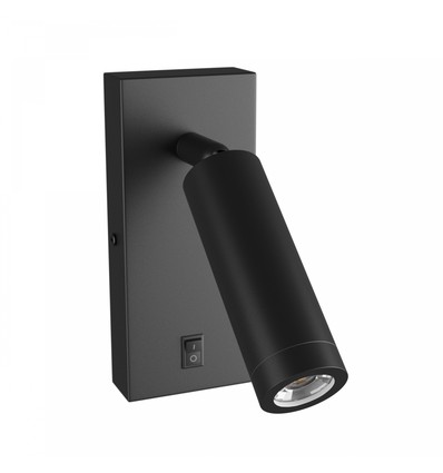 Applique murale Mini GU10 slim - Avec interrupteur, Ø3,8x9,5 cm, noir, rond, sans source lumineuse