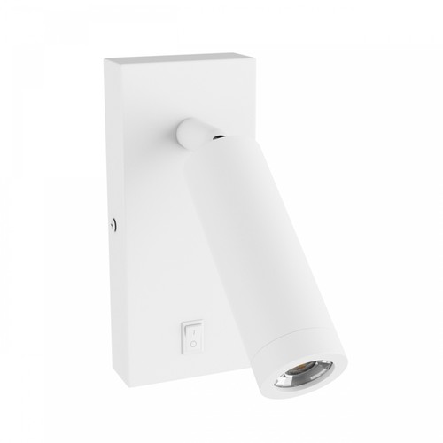 Mini GU10 slim wandlamp - Met schakelaar, Ø3,8x9,5 cm, wit, rond, zonder lichtbron