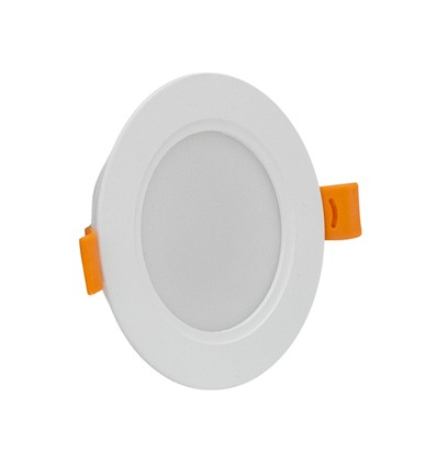 5W Ø9,5cm Infälld spotlight - IP54 stänksäker, Hål: Ø7,2 cm, Mått: Ø9,5 cm, 3,1 cm hög, rund, vit kant