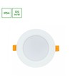 8W Ø11,8cm Indbygningsspot - IP54 stænktæt, Hul: Ø9,2 cm, Mål: Ø11,8 cm, 3,1 cm høj, rund, hvid kant