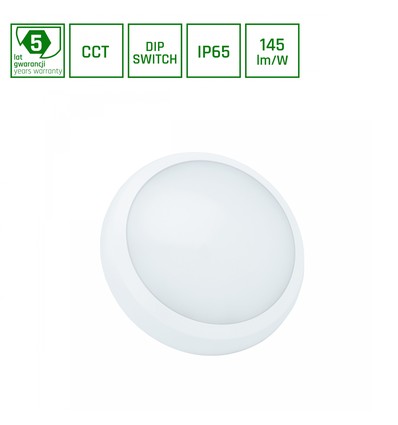 18W/24W Nymphea City Pro 2 CCT loftlampe - IP65, 147lm/W, Ø32cm, IK08, 5 års garanti