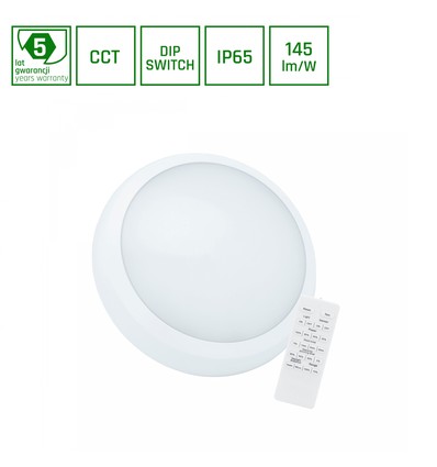 18W/24W Nymphea City Pro 2 CCT LED plafondlamp - 3500lm, IP65, IK08, ingebouwde sensor, afstandsbediening, 5 jaar garantie