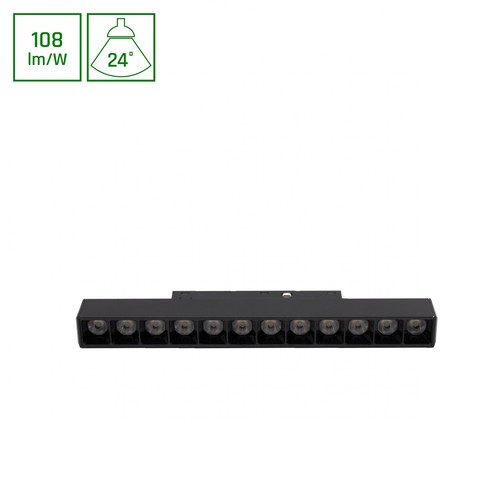 12W SHIFT Basic Lineær Lampe - 3000K, Sort, Gitter S, 22cm