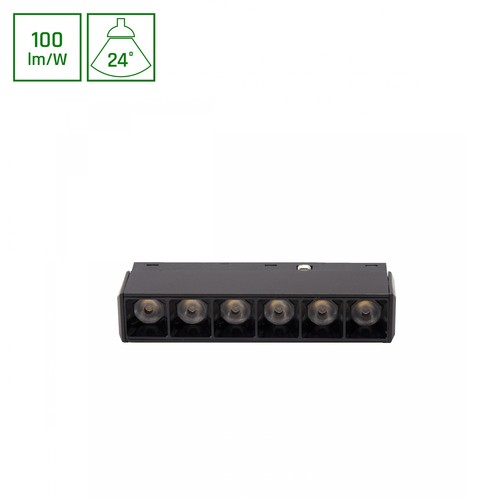 6W SHIFT Basic Grid XS Lineære Armatur - 11cm, 3000K, Sort