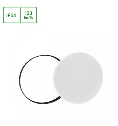 Nymphea Zwart Wit Ringen 40W Koud Wit 230V 115° IP54 Ø485x70, Wit / Zwart Rond Met Sensor