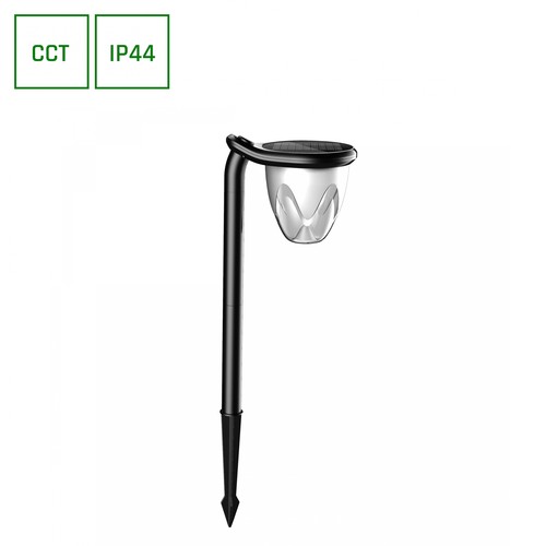 1W Solara Brilo solcells LED lampa, 3-i-1 - 3.7V, 100lm, CCT, bordslampa, vägglampa och spett, IP44, svart