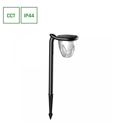 1W Solara Brilo lampe solaire LED, 3-en-1 - 3.7V, 100lm, CCT, lampe de table, applique murale et piquet, IP44, noir