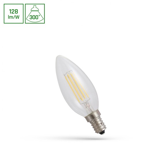 E14 5,5W LED ampoule flamme - Filament, verre clair, 700lm, 2700K, C35