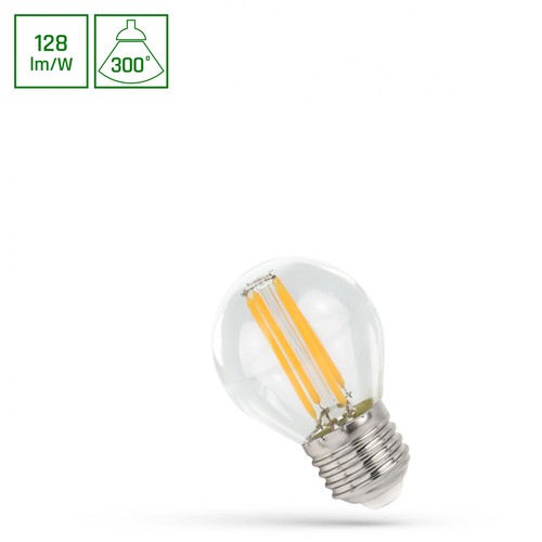 E27 5,5W LED kogellamp filament - G45, 700lm, 4000K, 300° stralingshoek, vervangt 55W