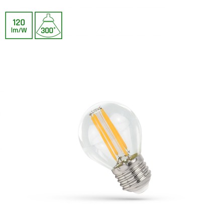 E27 5,5W LED klotlampa - P45, 660lm, klart glas, varmvit
