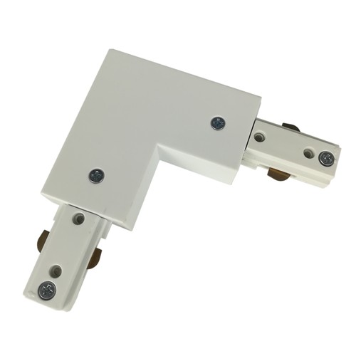 Connecteur en L monophasé pour spots sur rail - Blanc, 1F3W