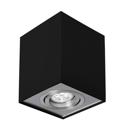 Spot en saillie Chloe GU10 - Carré, noir/argent, orientable, sans source lumineuse