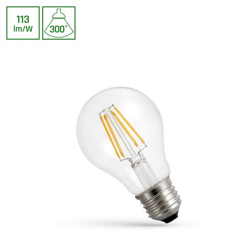 E27 4W LED A60 Filament - Blanc chaud, Clair