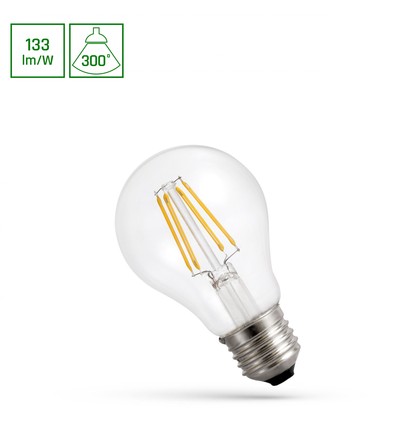 E27 7W LED pære - 930lm, 133lm/W, 4000K, glas, A60