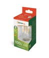 E27 8,5W LED pære - A60, filament, klart glas, 1100lm, varm hvid
