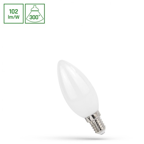 E14 4W LED kaarslamp - C37, 400lm, 2700K, melkwit, COG filament