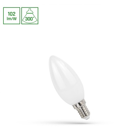 Ampoule LED E14 4W flamme - C37, 400lm, 2700K, blanc opale, COG filament