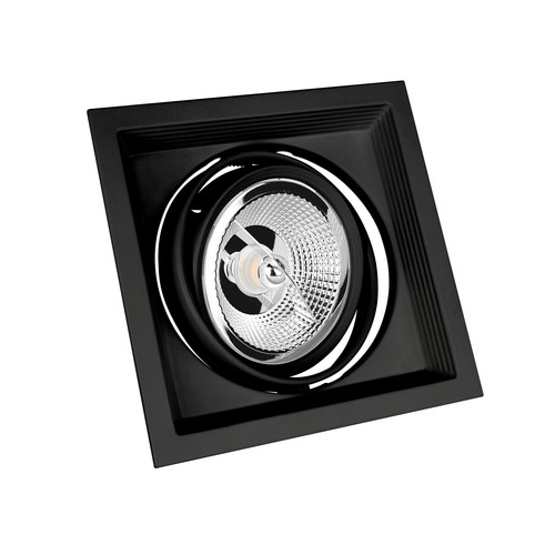 Spot encastrable GU10 AR111 - Carré, noir, aluminium, IP20 intérieur, sans source lumineuse
