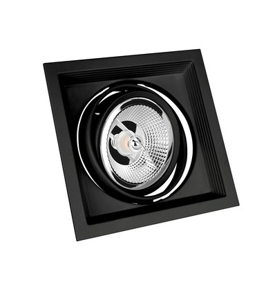 GU10 AR111 indbygningsspot - Firkantet, sort, aluminium, IP20 indendørs, uden lyskilde