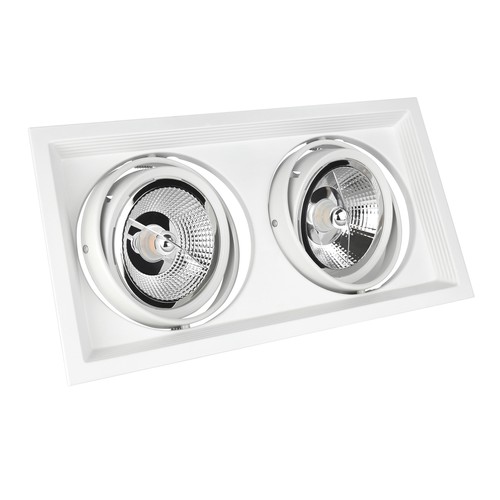 Spot encastrable GU10 x2 AR111 MDD MAXI DUE - Blanc, aluminium, 186x336 mm, sans source lumineuse