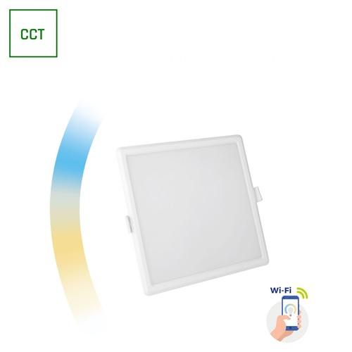 12W Algine Smart CCT downlight panel - Wi-Fi dimbar, 16,2x16,2 cm, firkantet, justerbar lysfarge