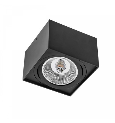 Vierkante AR111 opbouwspot - Zwart, aluminium, 145x145mm, kantelbaar, zonder lichtbron