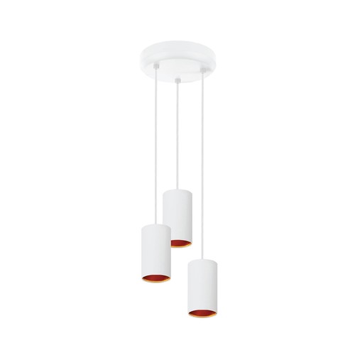 Lampe Suspendue CHLOE - GU10 x3, IP20, Base Ronde Blanc Or, Sans Source Lumineuse