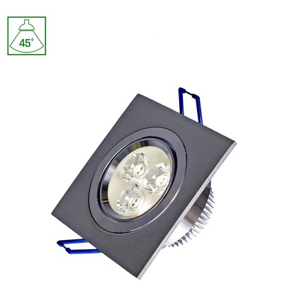 3W Fiale vierkante LED inbouwspot - 45 graden, warm wit, 3x1W LEDs