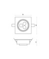 Spot encastrable LED carré Fiale 3W - 45 degrés, blanc chaud, 3x1W LEDs