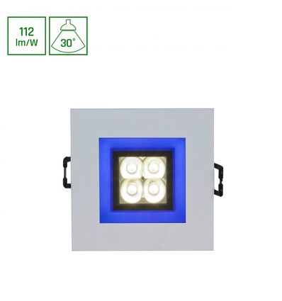 FIALE 4LED 4x1W 30° 230V - Carré, Blanc froid, LED, Spot, Cadre bleu