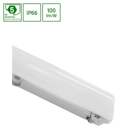 Réglette LED Limea 60cm 24W - IP65, 2400lm, 4000K, diffuseur transparent, garage/atelier