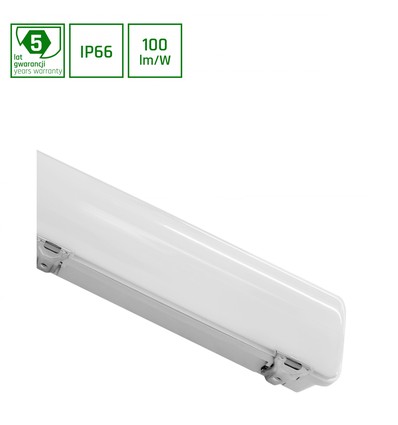 60cm 24W Limea LED armatuur - IP65, 2400lm, 4000K, transparante cover, garage/werkplaats