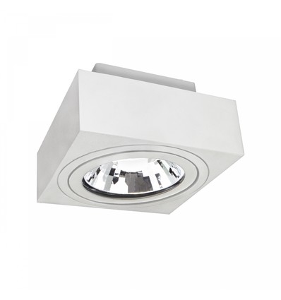 Spot en saillie AR111 GU10, blanc - Carré, orientable, 14,5 x 14,5 x 8,5 cm, sans source lumineuse