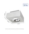 Spot en saillie AR111 GU10, blanc - Carré, orientable, 14,5 x 14,5 x 8,5 cm, sans source lumineuse