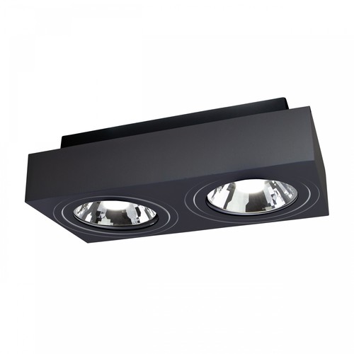 Double spot en saillie Mirora AR111 X2 - Noir, rectangulaire, orientable, pour 2x GU10, 29,3 x 14,5 cm